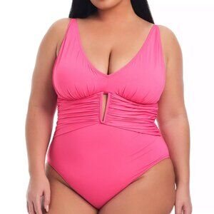 NWT Bleu Rod Beattie Plus Ruched One-Piece Swimsuit 18W